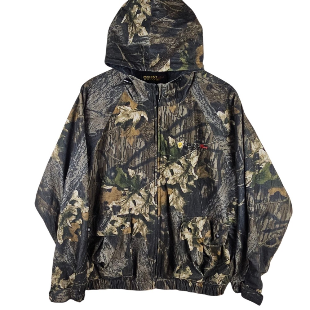 Scent Blocker Plus Ultra Lite Jacket Men's Size XL Mossy Oak Break Up Camo‎ Hood